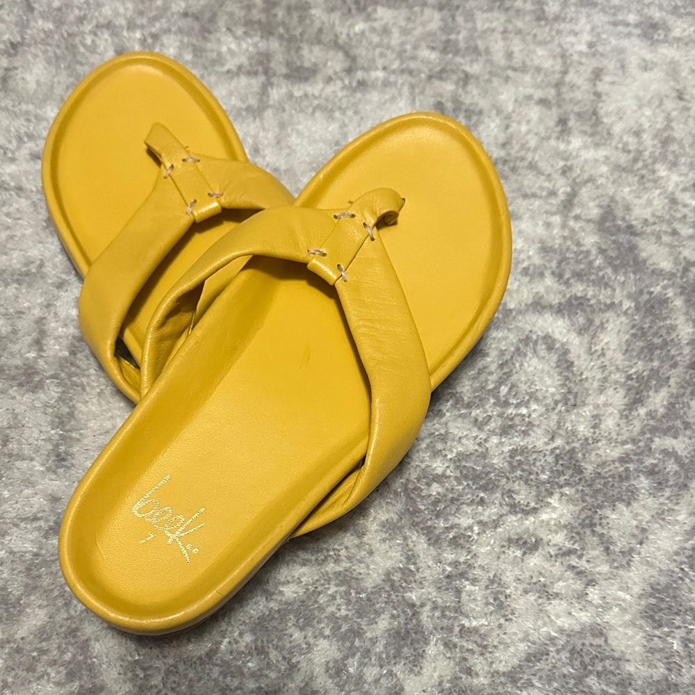 beek Yellow Leather Sandals